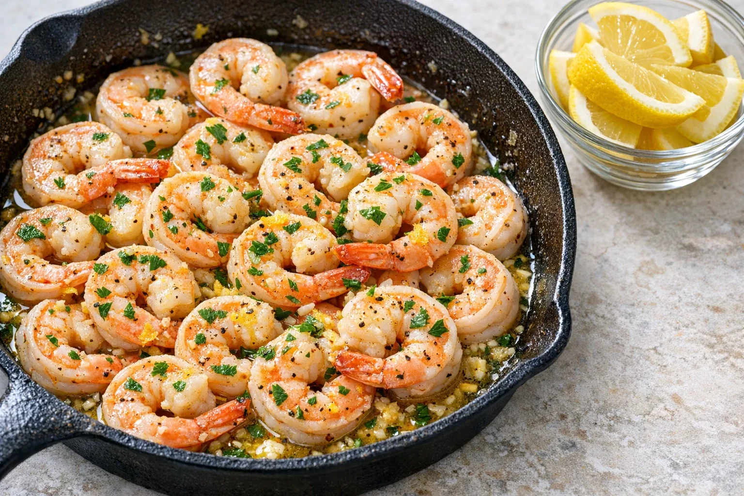 Steamed Garlic Butter Shrimp with Lemon