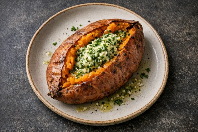Classic Baked Sweet Potato with Herb Butter
