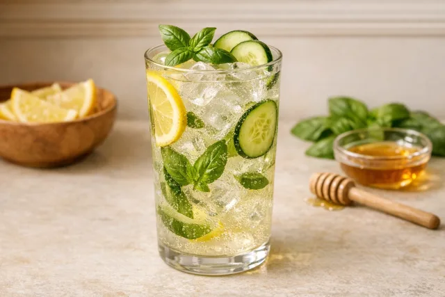 Cucumber Basil Sparkling Lemon Cooler