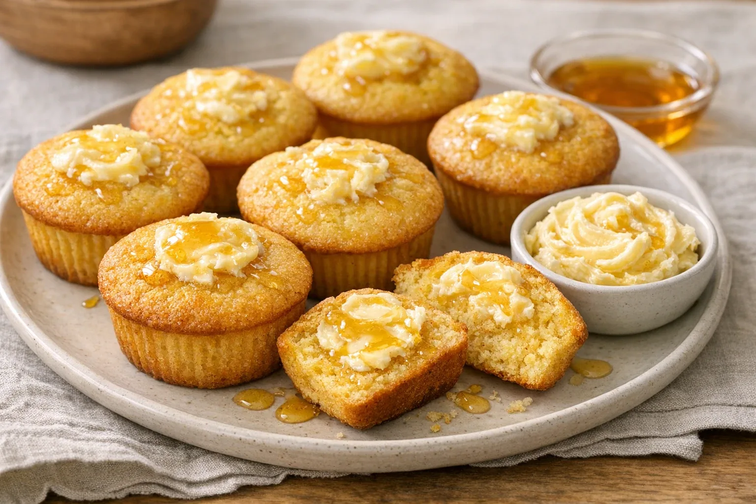 Honey Butter Cornbread Muffins