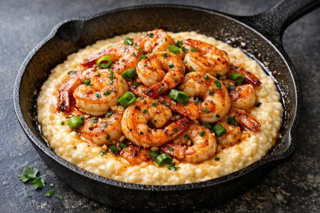 Classic Shrimp and Grits with Creamy Cheese Sauce