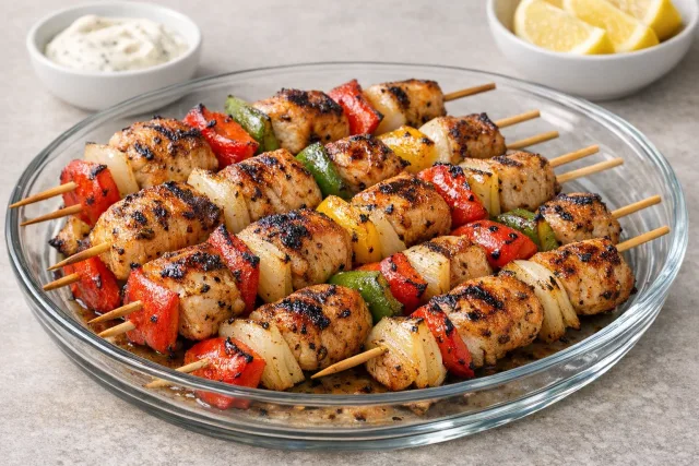 Grilled Southern-Style Chicken Kebabs with Bell Peppers and Onions