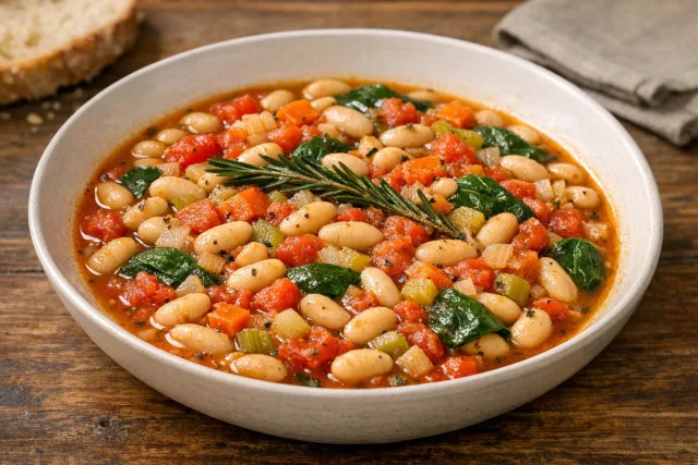 Rosemary Tomato Slow-Cooker White Bean and Vegetable Supper