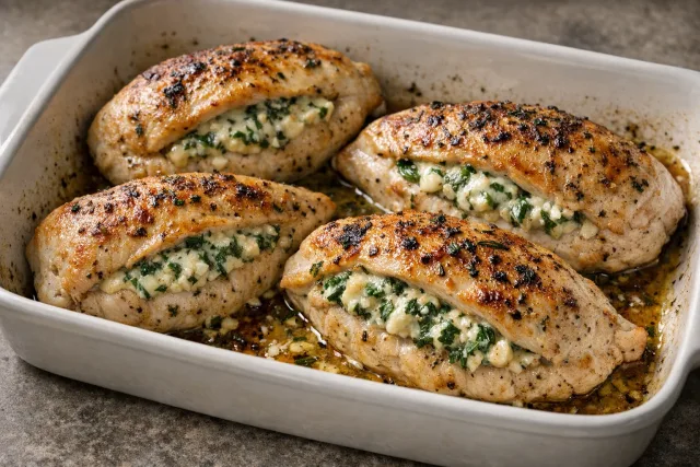 Roasted Herb and Garlic Stuffed Chicken Breasts
