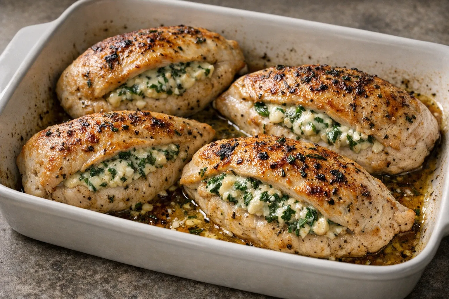 Roasted Herb and Garlic Stuffed Chicken Breasts