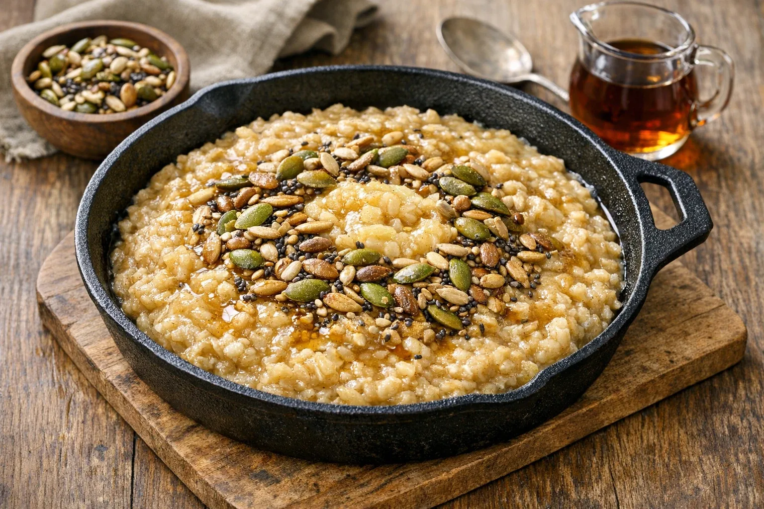Banana and Maple Oatmeal with Toasted Seeds
