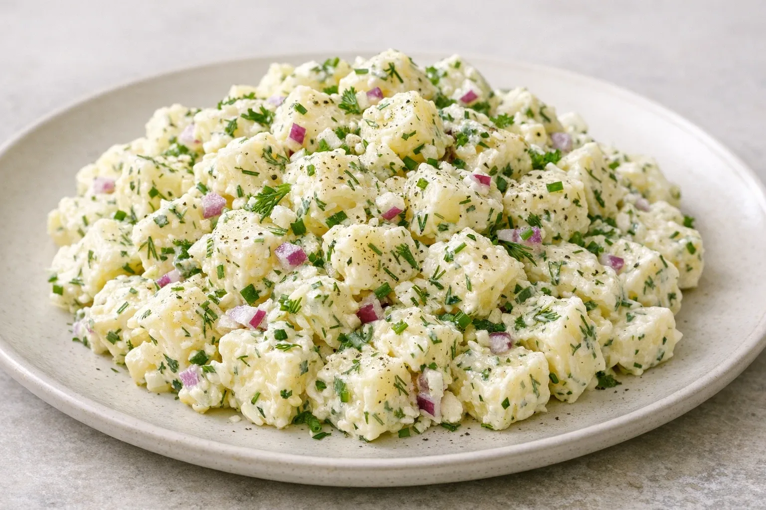 Classic No-Cook American Potato Salad with Fresh Herbs and Mayonnaise