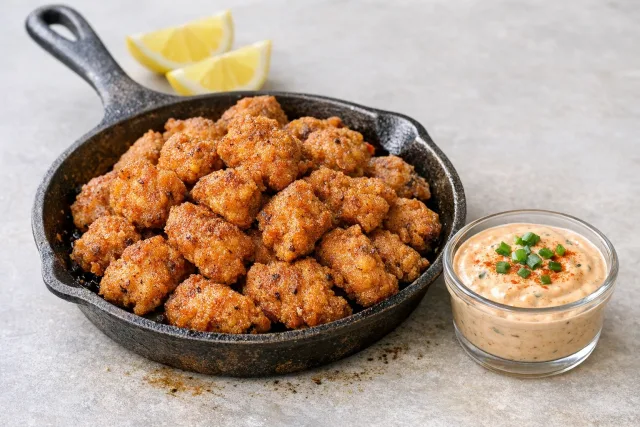 Spicy Cajun Catfish Nuggets with Creamy Remoulade Sauce