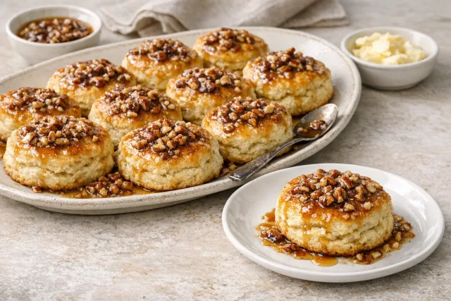 Southern-Style Buttermilk Biscuits with Pecan and Maple Glaze