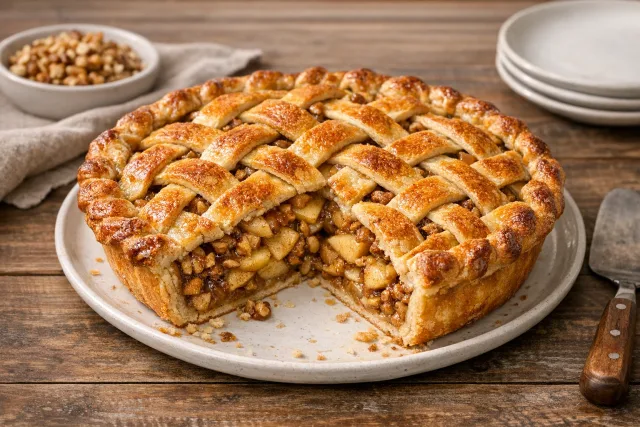 Maple Walnut Apple Pie with Homemade Lattice Crust