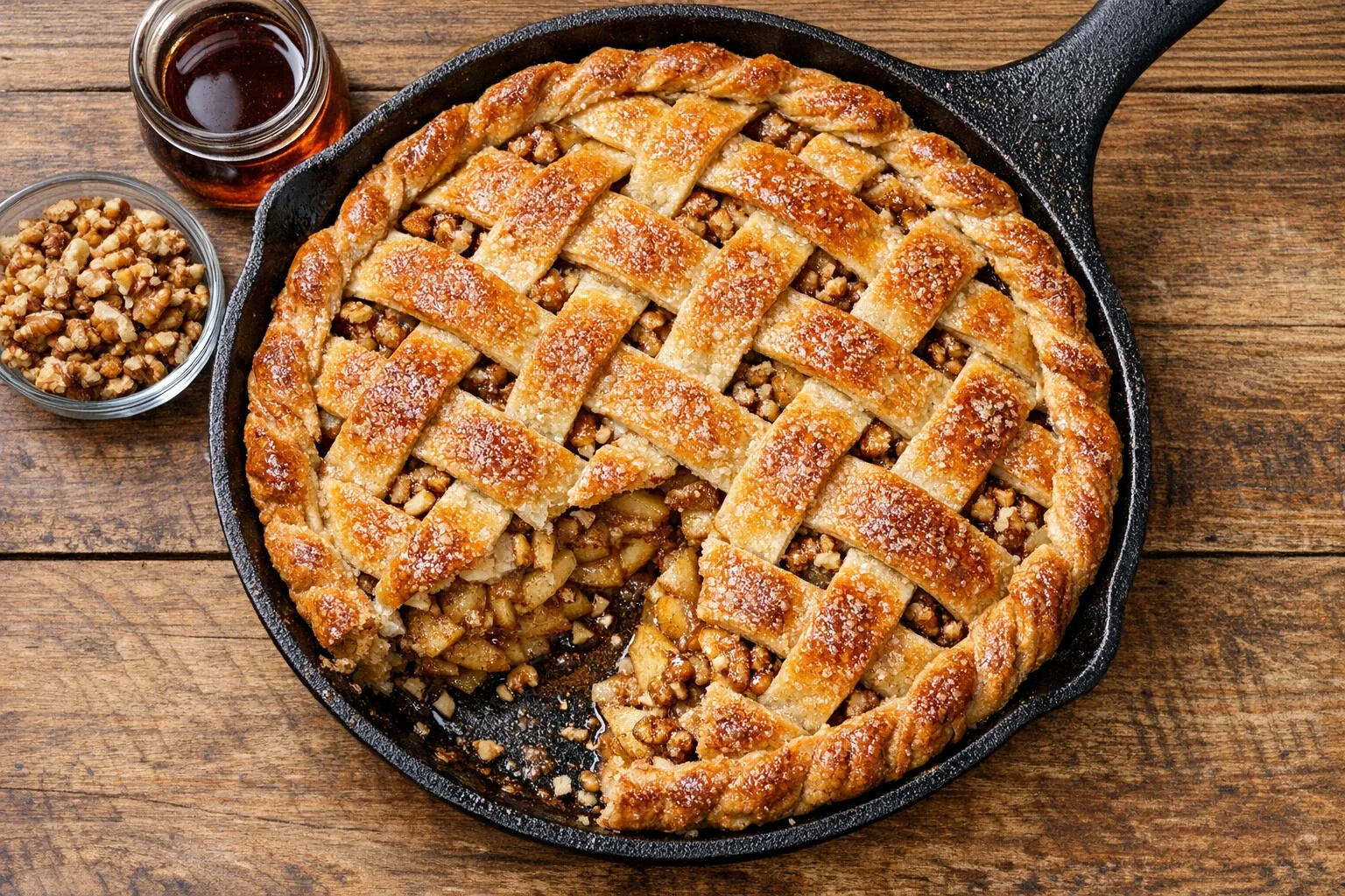 Maple Walnut Apple Pie with Homemade Lattice Crust