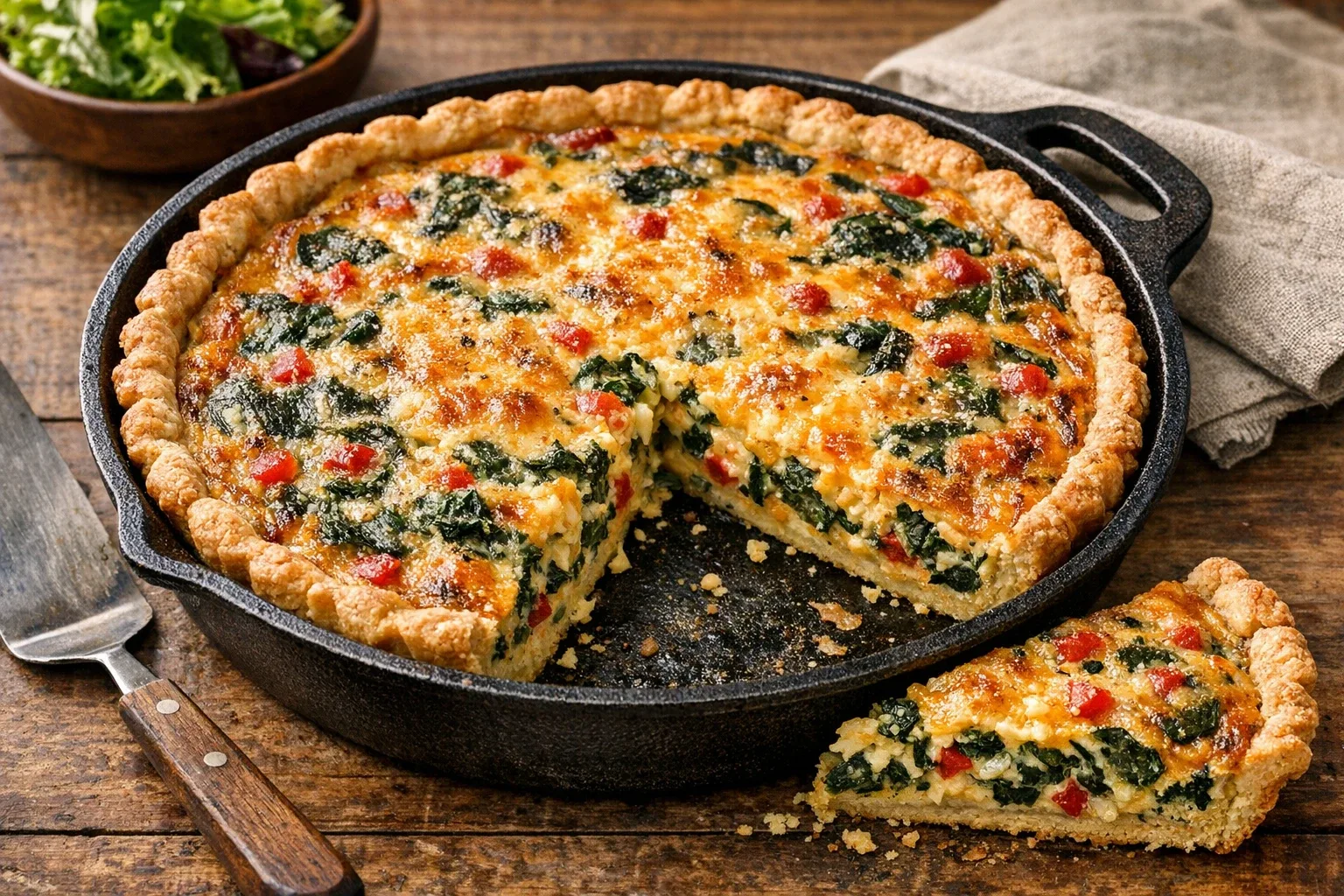 Southern-Style Spinach and Pimento Cheese Savory Tart