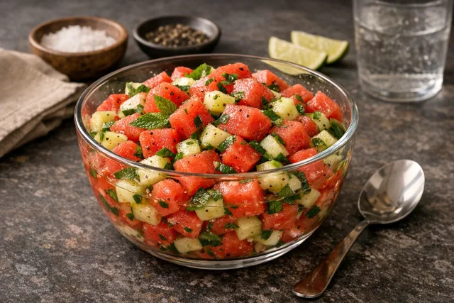 Southern-Style Chilled Watermelon and Cucumber Salad with Mint