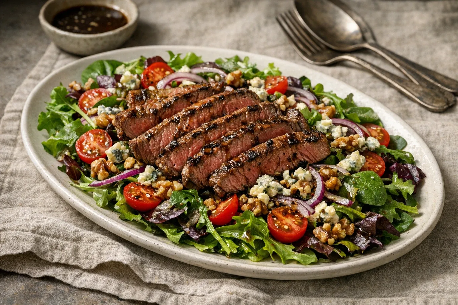 Classic Grilled Steak Salad with Blue Cheese and Walnuts