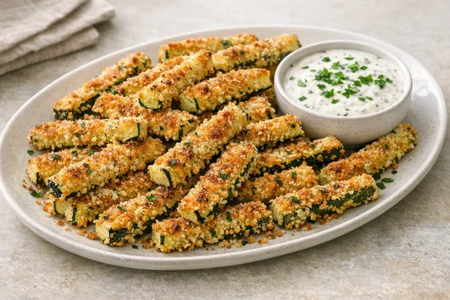 Crispy Baked Zucchini Fries with Ranch Dip