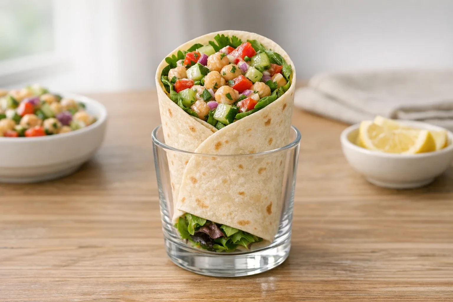 Crunchy Cucumber Chickpea Salad Wraps