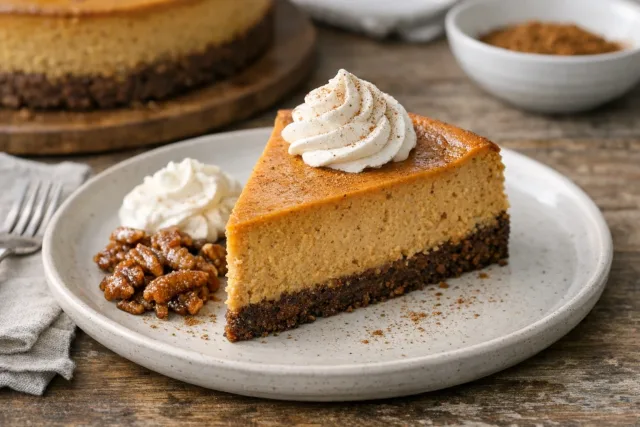 Classic Pumpkin Cheesecake with Gingersnap Crust
