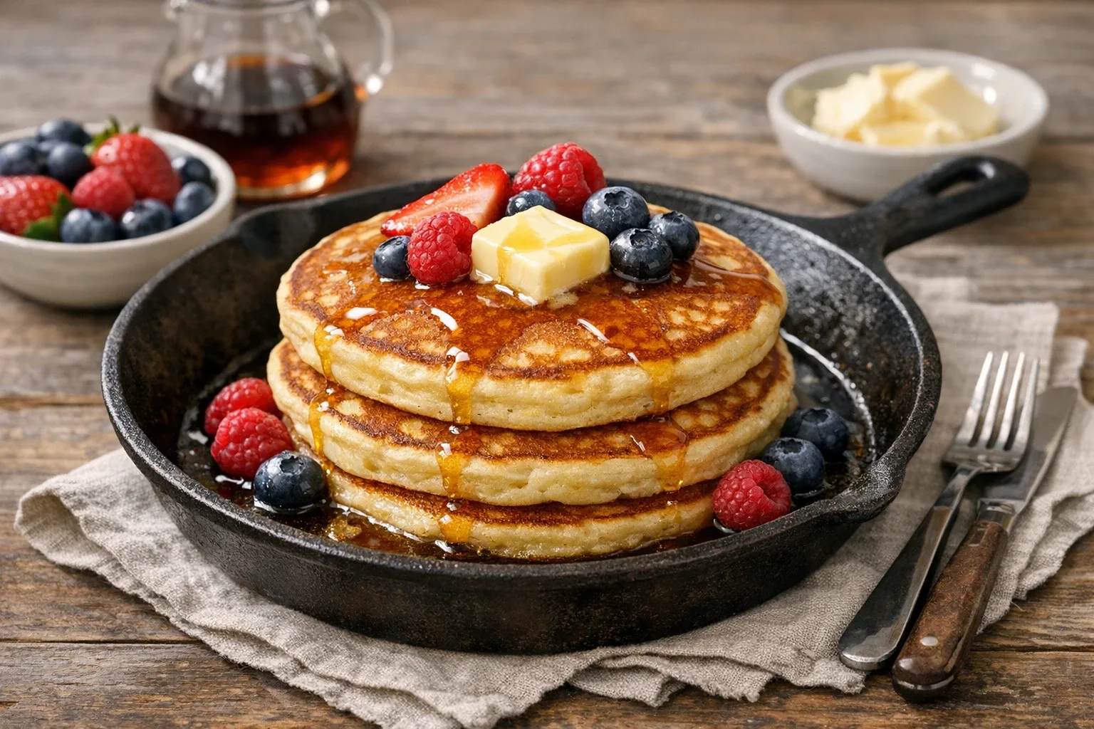 Classic American Buttermilk Pancakes Skillet