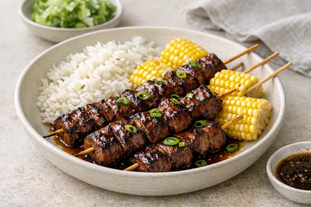 Grilled Bourbon-Glazed Beef Skewers
