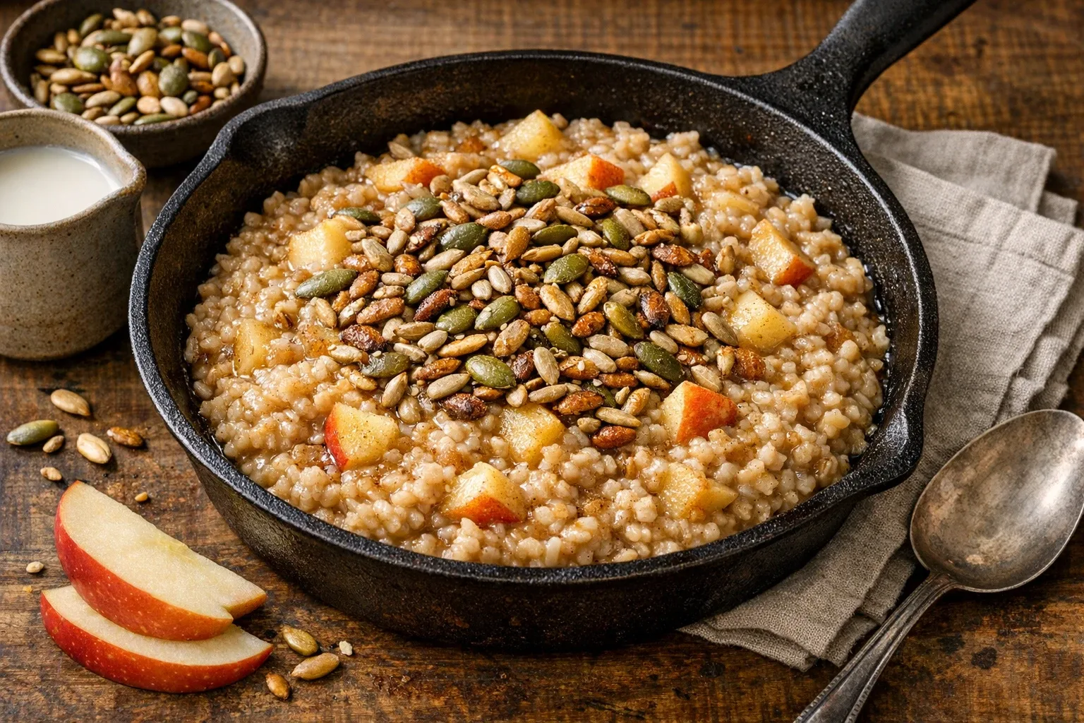 Apple Cinnamon Oatmeal with Toasted Seeds