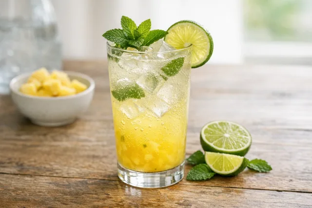 Pineapple Mint Lime Spritzer Mocktail