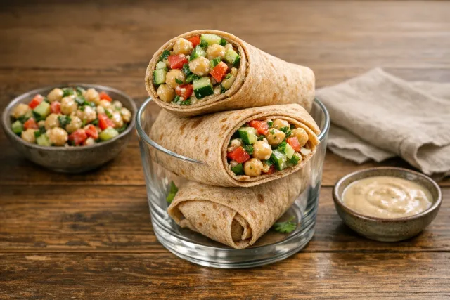 Crunchy Cucumber Chickpea Salad Wraps