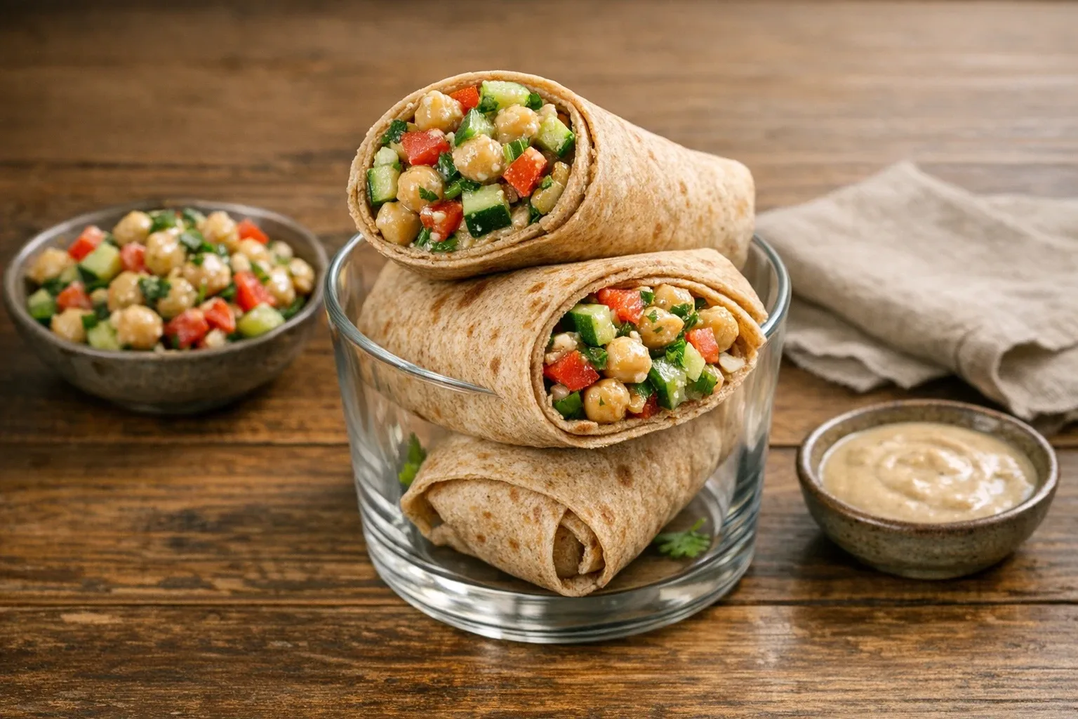 Crunchy Cucumber Chickpea Salad Wraps