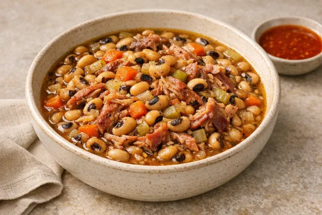 American Southern Black-Eyed Peas and Ham Hocks Stew