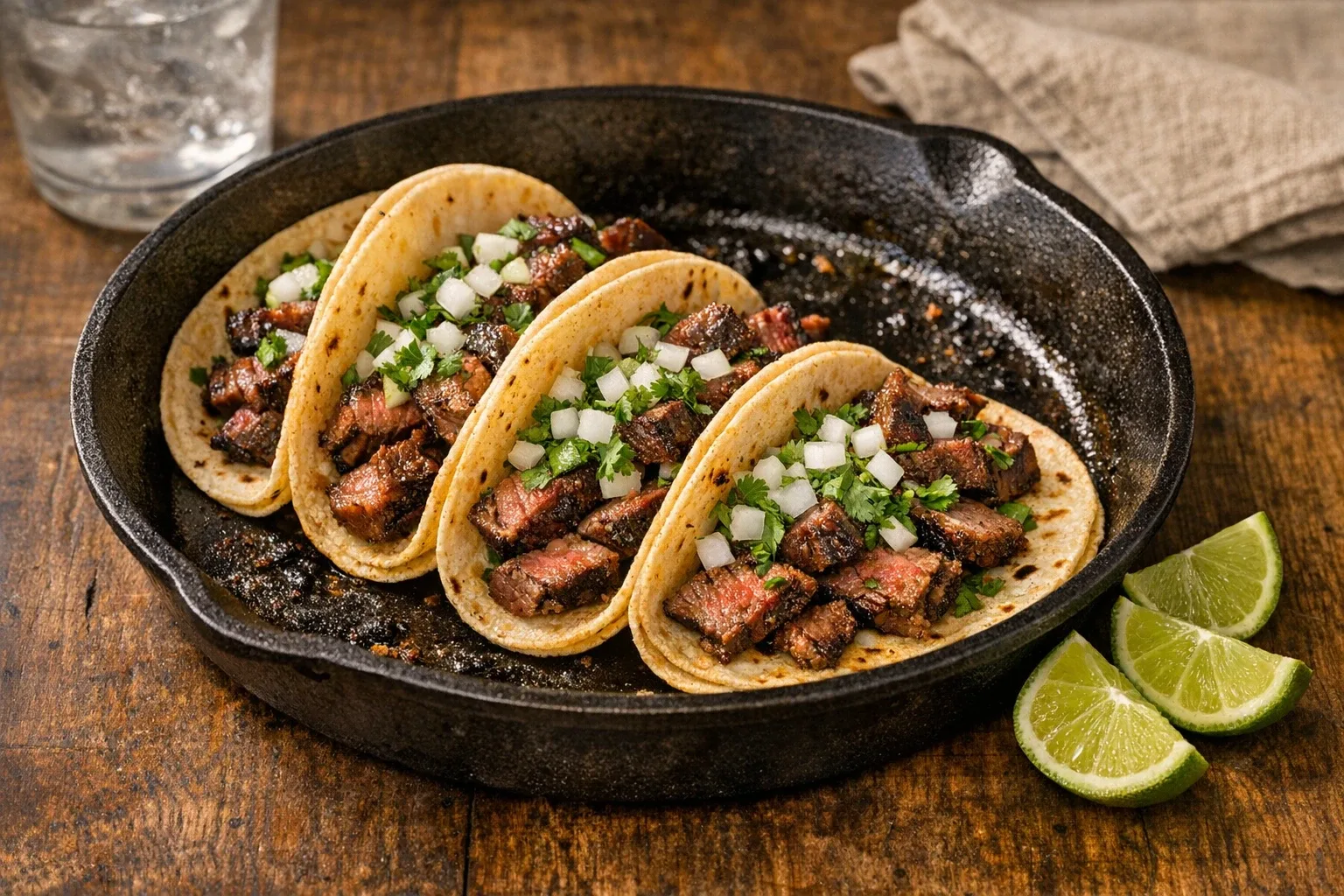 Grilled Street-Style Steak Tacos with Cilantro, Onion & Lime