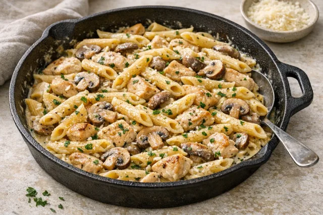 One-Pot Creamy Chicken and Mushroom Pasta