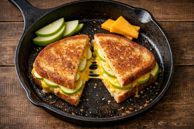 Classic American Apple and Cheddar Grilled Cheese Sandwich