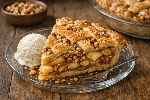 Rustic Maple Walnut Apple Pie with Homemade Lattice Crust