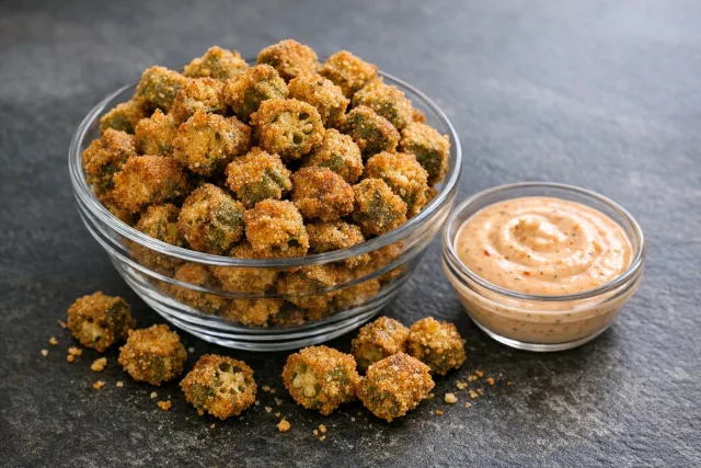 Air Fryer Southern-Style Fried Okra with Cajun Remoulade