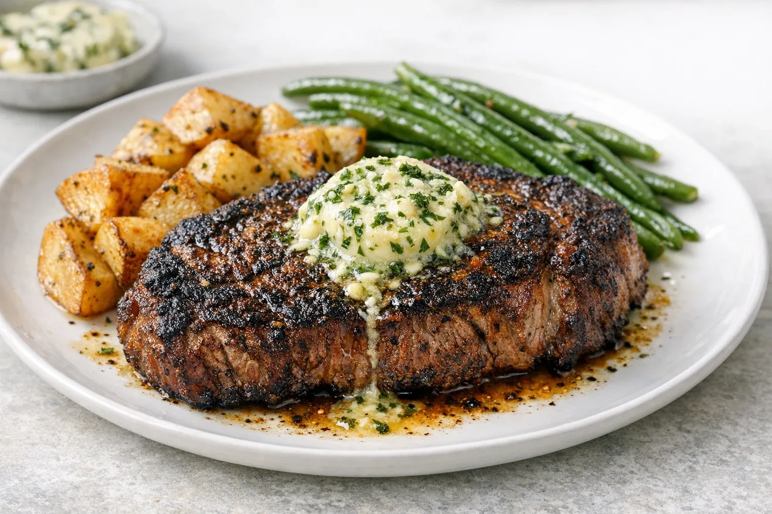 Cajun Blackened Ribeye Steak with Herb Butter