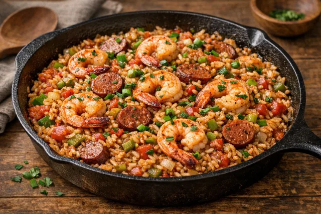 One-Pot Cajun-Style Shrimp and Brown Rice Jambalaya
