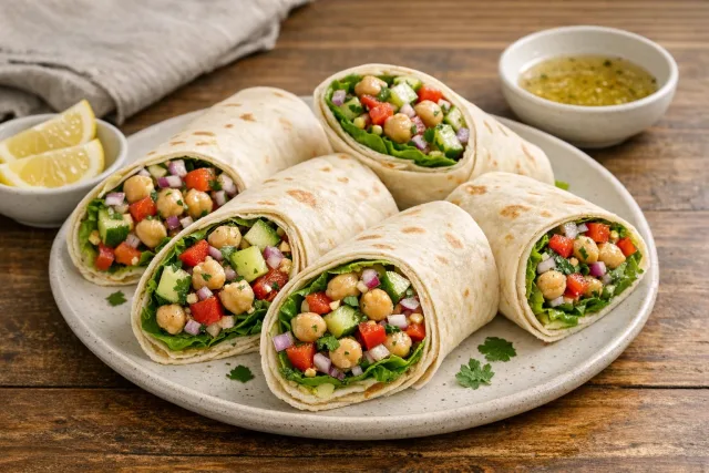 Crunchy Cucumber Chickpea Salad Wraps