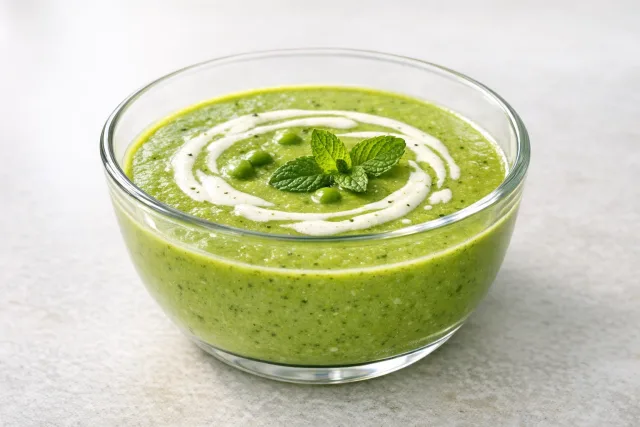 Spring Pea and Mint Soup with Lemon Cream