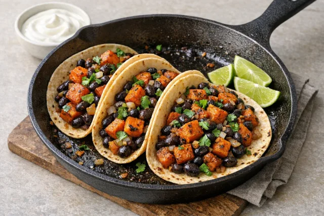 Spicy Sweet Potato and Black Bean Tacos