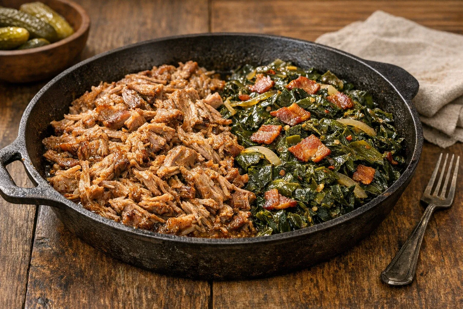 Southern Style Slow Cooker Pork Shoulder with Collard Greens