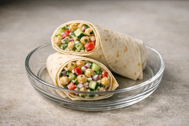 Crunchy Cucumber Chickpea Salad Wraps