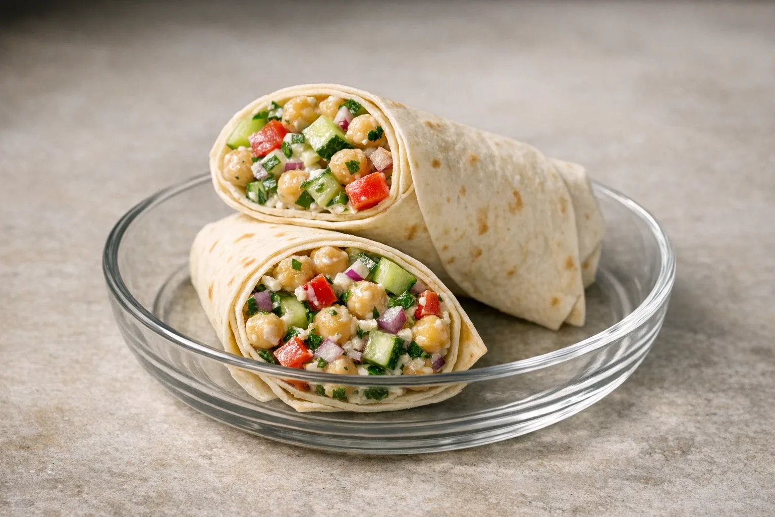 Crunchy Cucumber Chickpea Salad Wraps