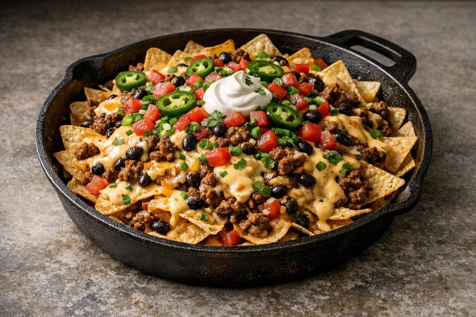Easy Loaded Beef Nachos with Queso