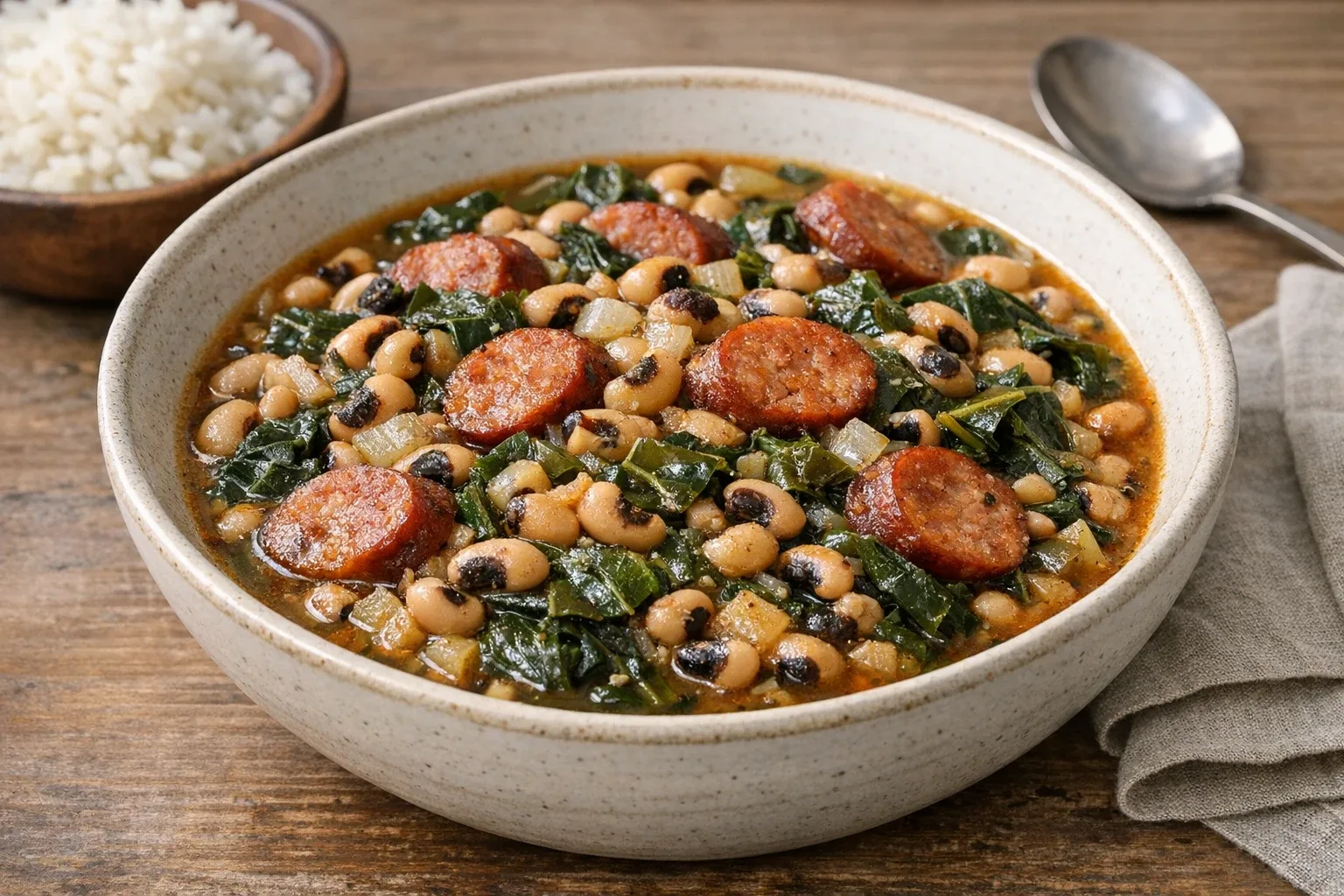 Southern Style Black-Eyed Pea and Collard Green Stew