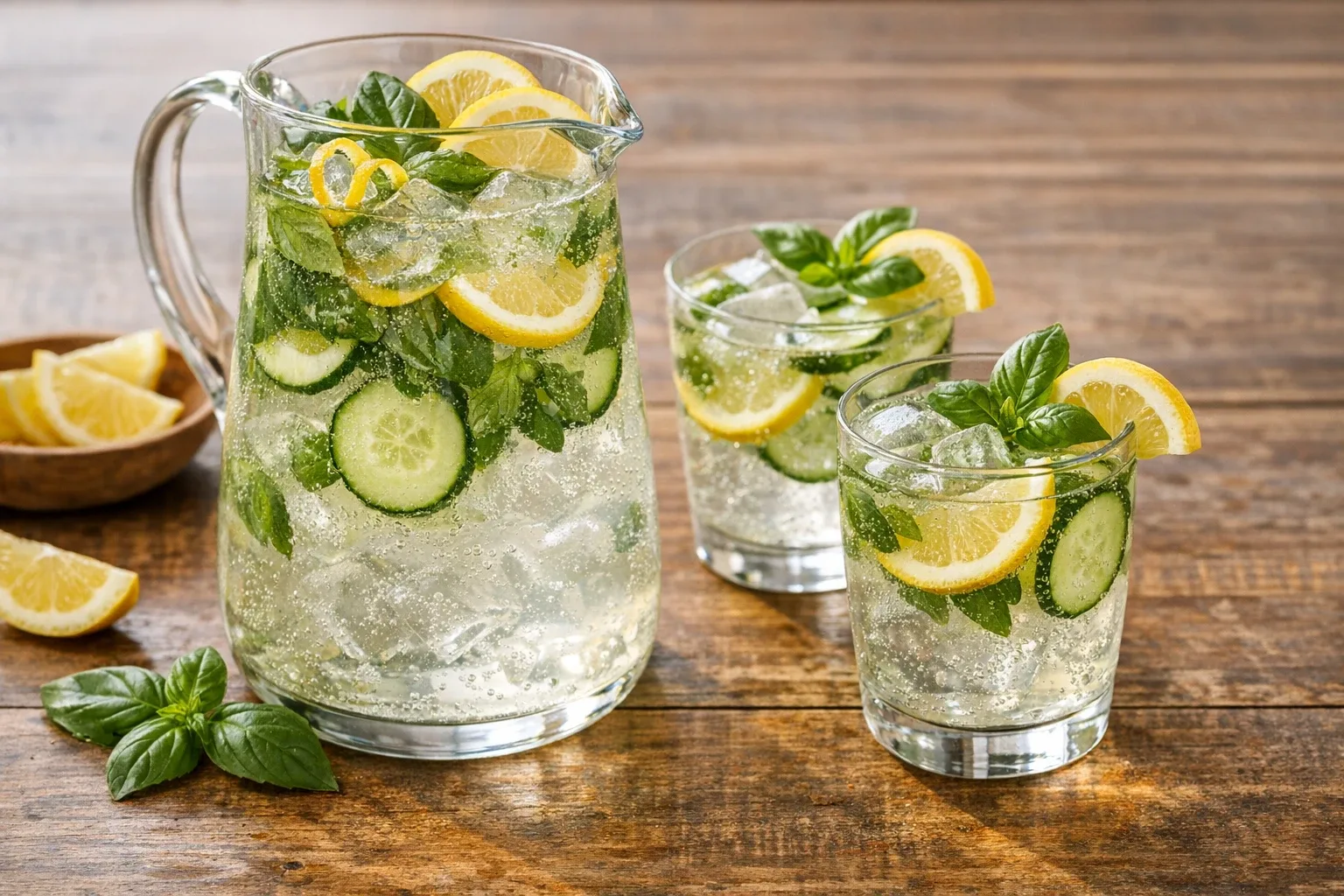 Cucumber Basil Sparkling Lemon Cooler