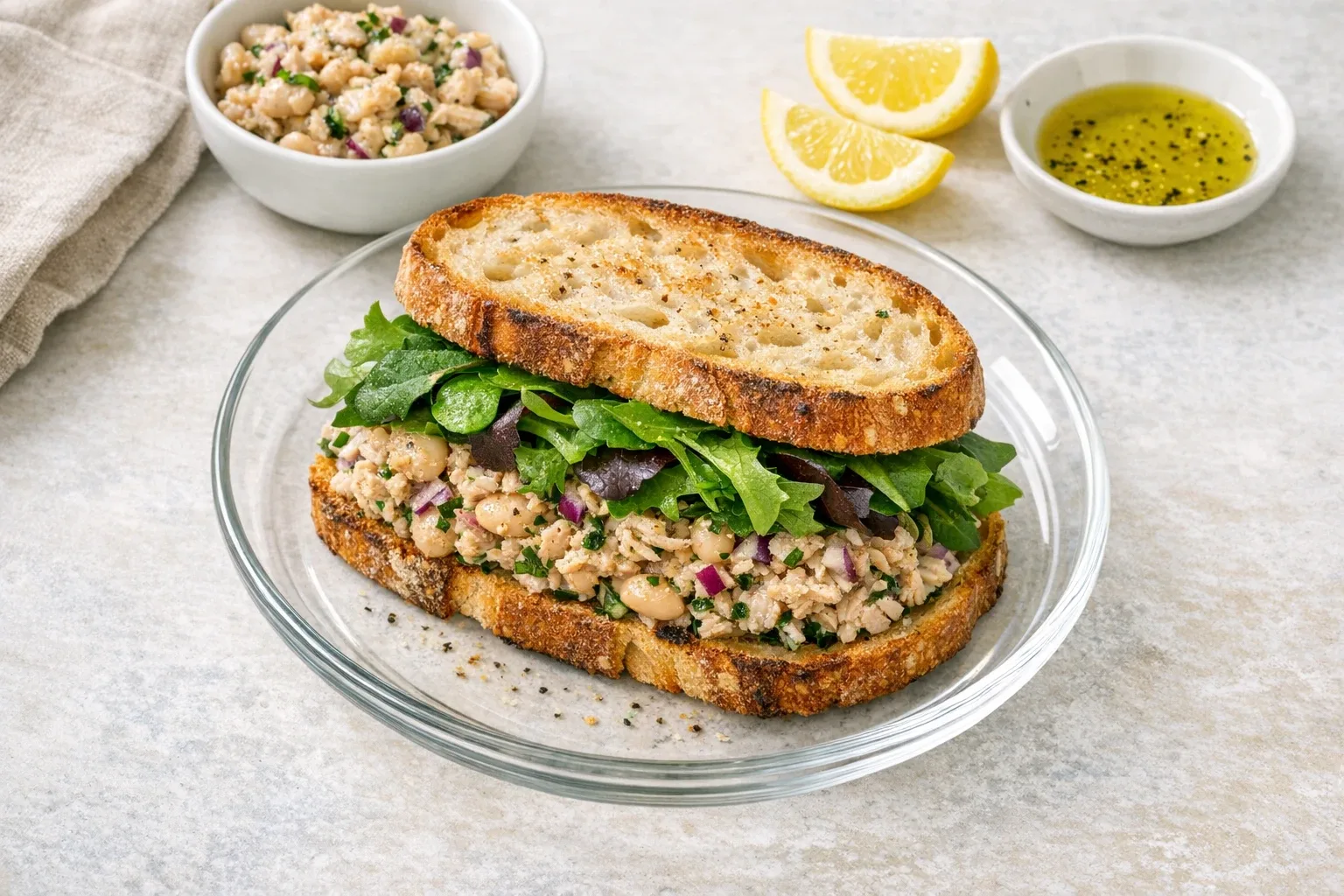 Easy Lemon Pepper Tuna and White Bean Sandwiches