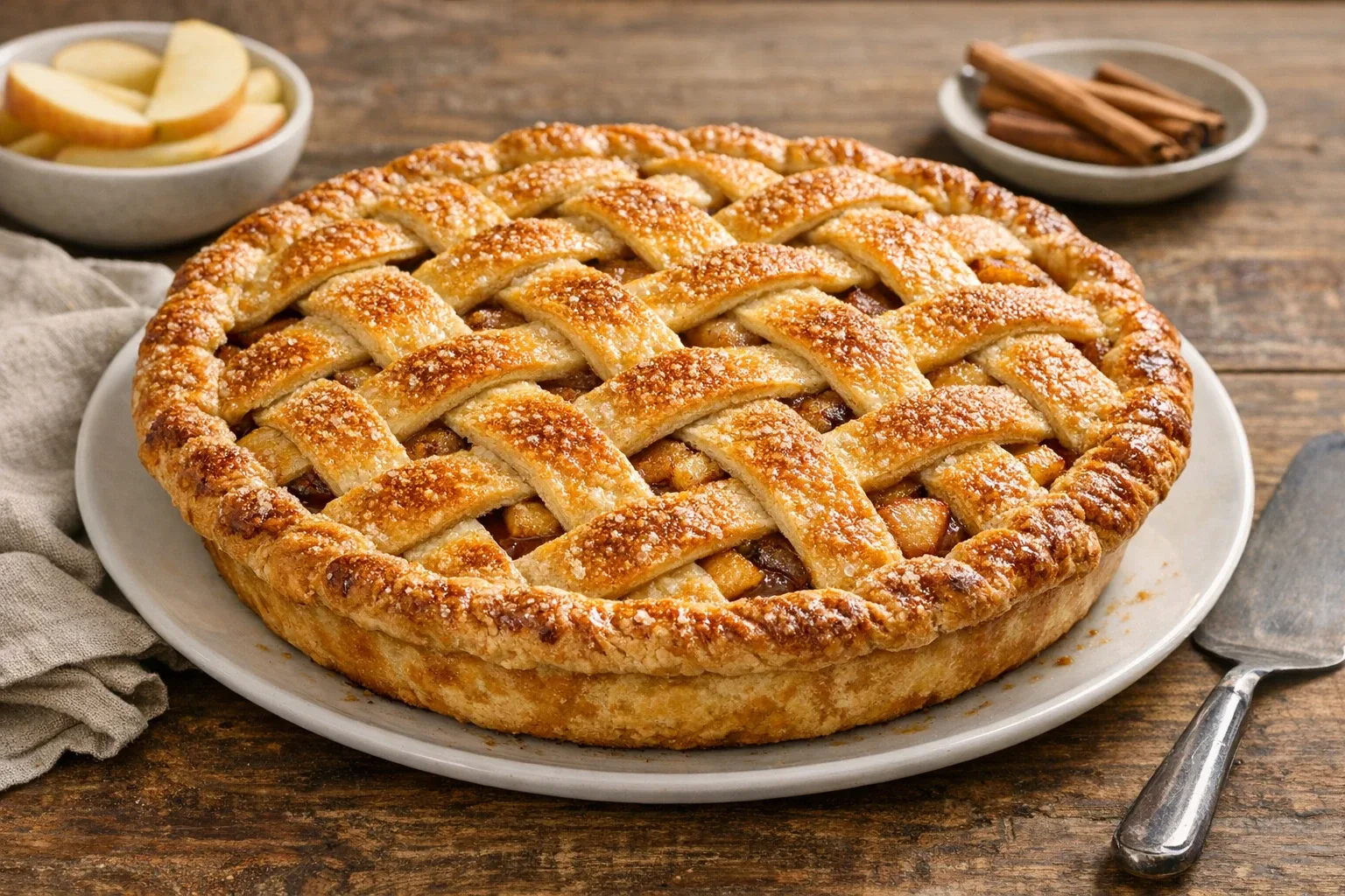 Classic Cinnamon Apple Pie with Homemade Lattice Crust