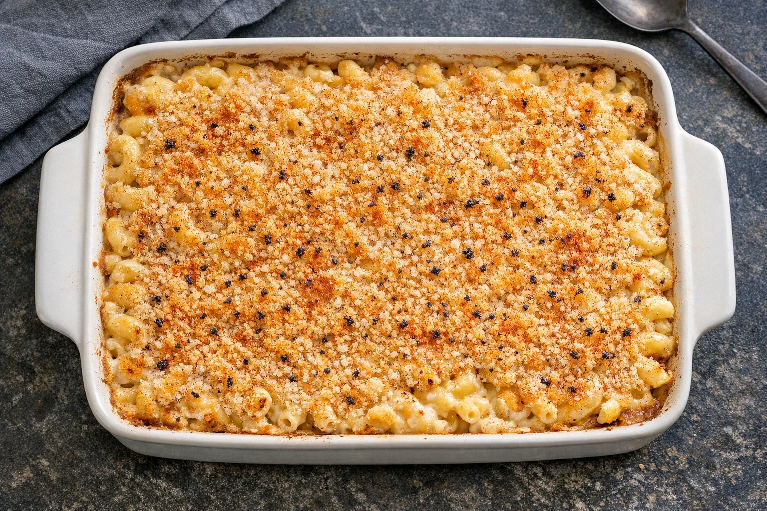 Classic American Baked Macaroni and Cheese with Cheddar and Parmesan