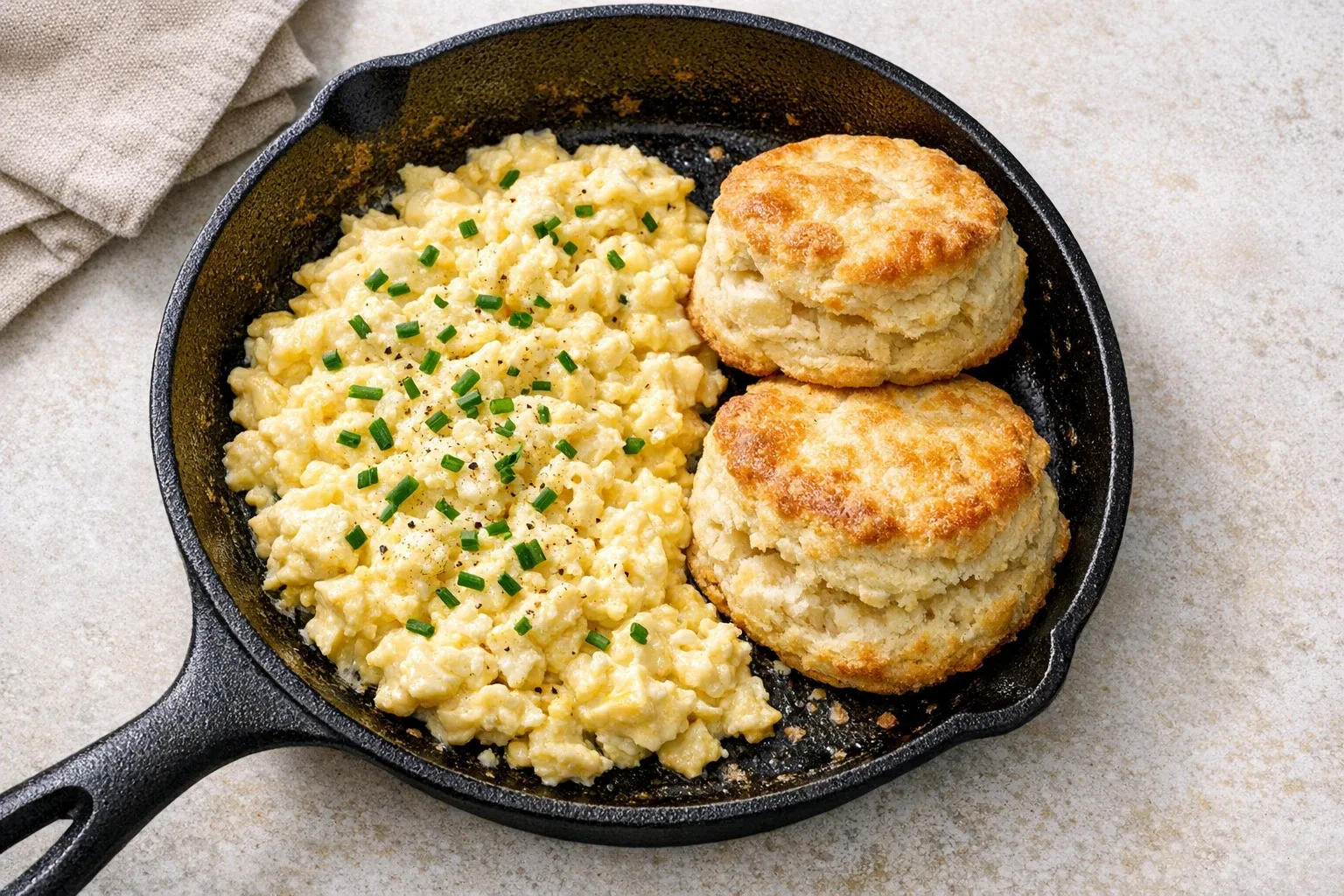 Classic Southern Scrambled Eggs with Buttermilk Biscuits
