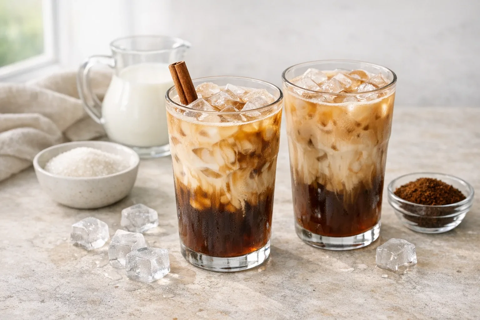 Easy Stovetop Cinnamon Iced Coffee with Milk
