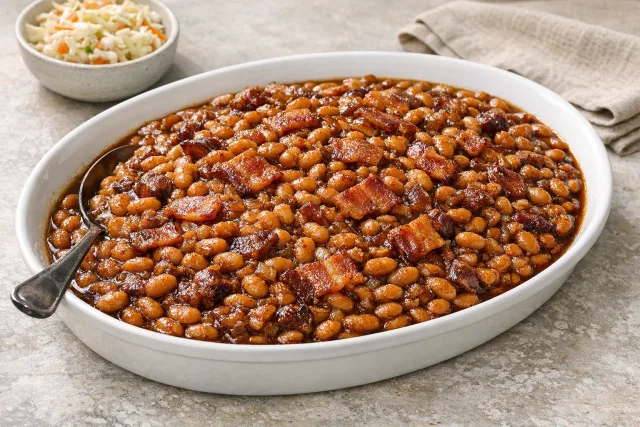Classic Boston Baked Beans with Molasses and Bacon